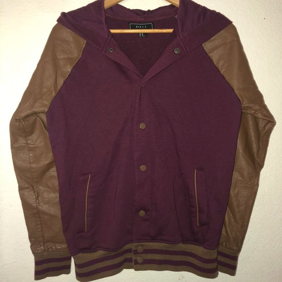 21men Other - Letterman Varsity Jacket Hoodie (Coffee/Burgundy)
